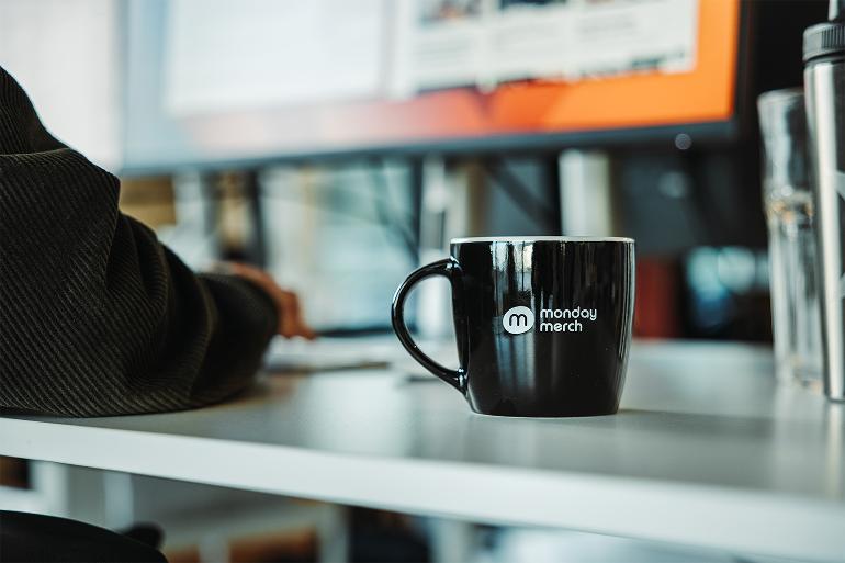 Corporate branded cup for new employees - Monday Merch Corporate branded cup for new employees