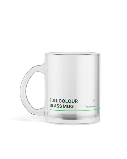 Taza de vidrio a todo color