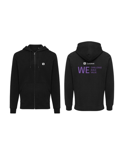 Organic Recycled Cotton Zip Hoodie - Black
